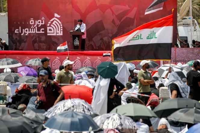 Tens of thousands of supporters of Moqtada Al-Sadr held the traditional Friday prayer in the ultra-secure 