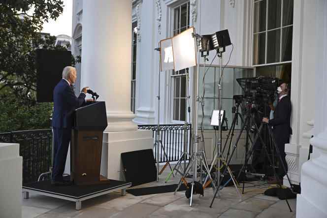 US President Joe Biden announces the death by US drone fire of Al-Qaeda leader Ayman Al-Zawahri at the White House in Washington on August 1, 2022. 