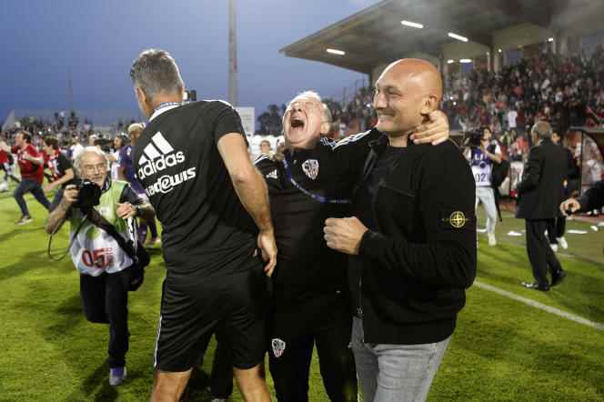 Olivier Pantaloni, the coach of AC Ajaccio, on May 14, when the club has just ensured its rise in Ligue 1 by beating Toulouse (1-0) at home.