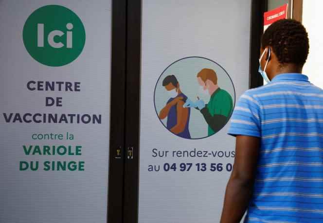 A man enters a vaccination center to receive a dose of the monkeypox vaccine in Nice on July 27, 2022.  
