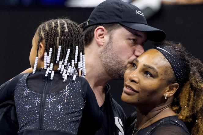 Serena Williams and her husband, Alexis Ohanian, who holds their daughter Olympia in her arms, in New York, August 29, 2022.