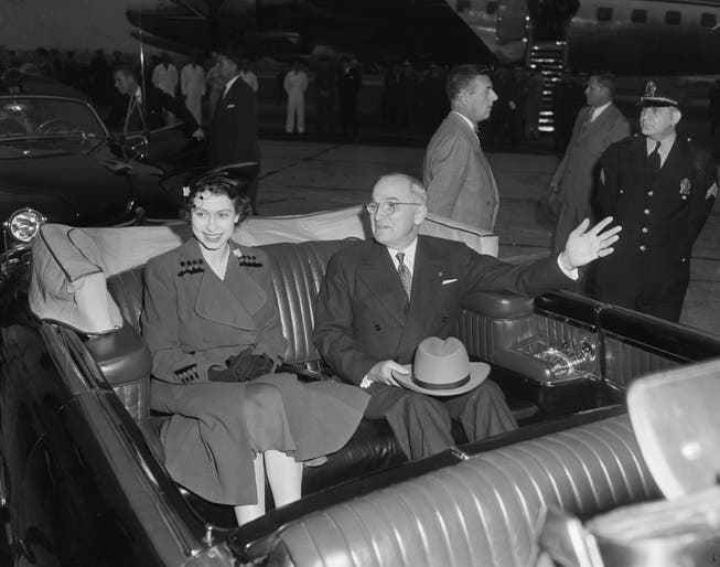 Elizabeth meets US President Harry S. Truman in October 1951 while still a princess.