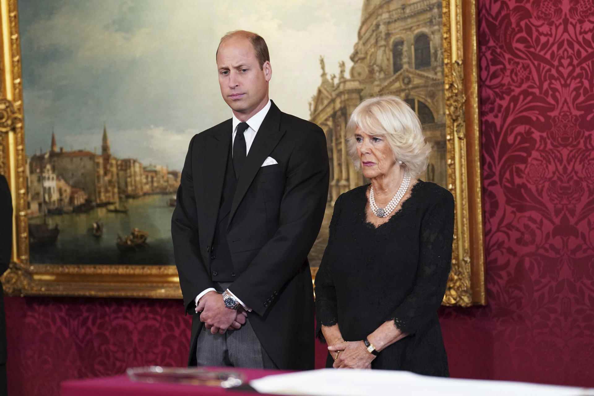 Prince William and Queen Consort Camilla, during the Accession Council ceremony at St. James's Palace, London, September 10, 2022.
