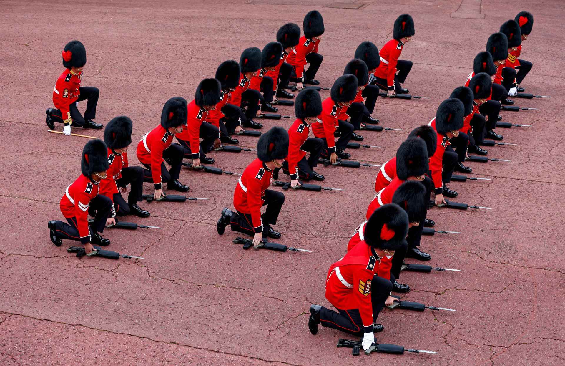 Members of the royal guard during the first reading of King Charles III's proclamation at St. James's Palace, London, September 10, 2022.