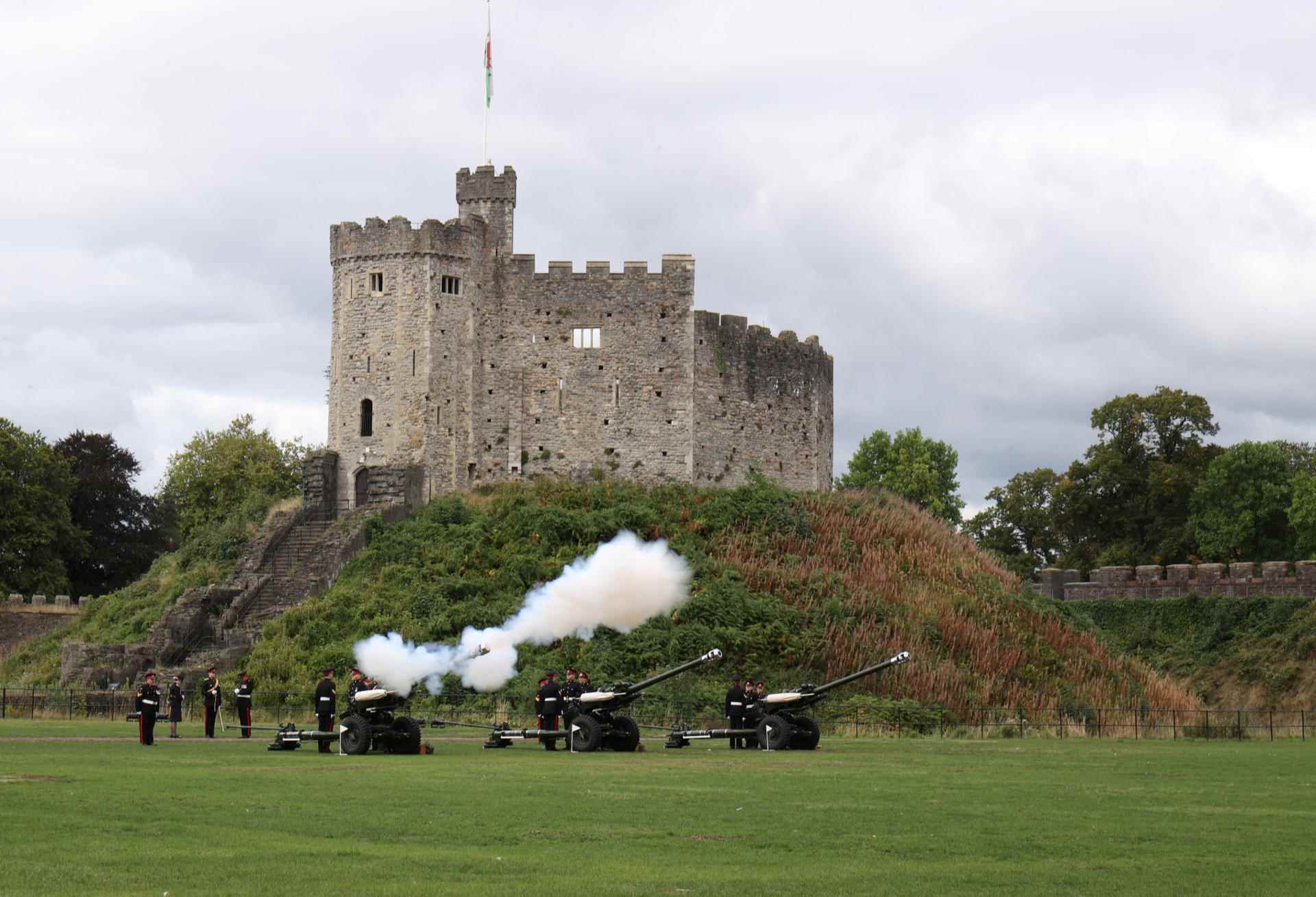 A gun salute is fired for Britain's King Charles III, in Cardiff, Wales, Britain September 10, 2022.