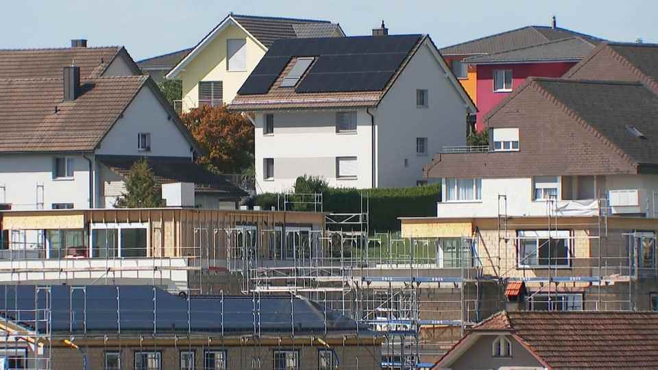 Houses – some with solar cells on the roof