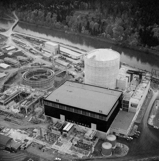 Nach der Reaktorsicherheit wird auch die Abfallfrage zum Politikum: Luftaufnahme der Baustelle des AKW Beznau II vom November 1968.