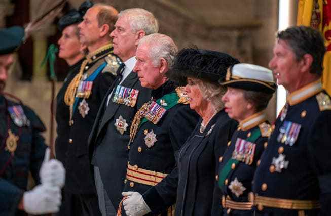 King Charles III, Queen Camilla and other members of the Royal Family at the Queen's memorial service at St Giles Cathedral in Edinburgh.