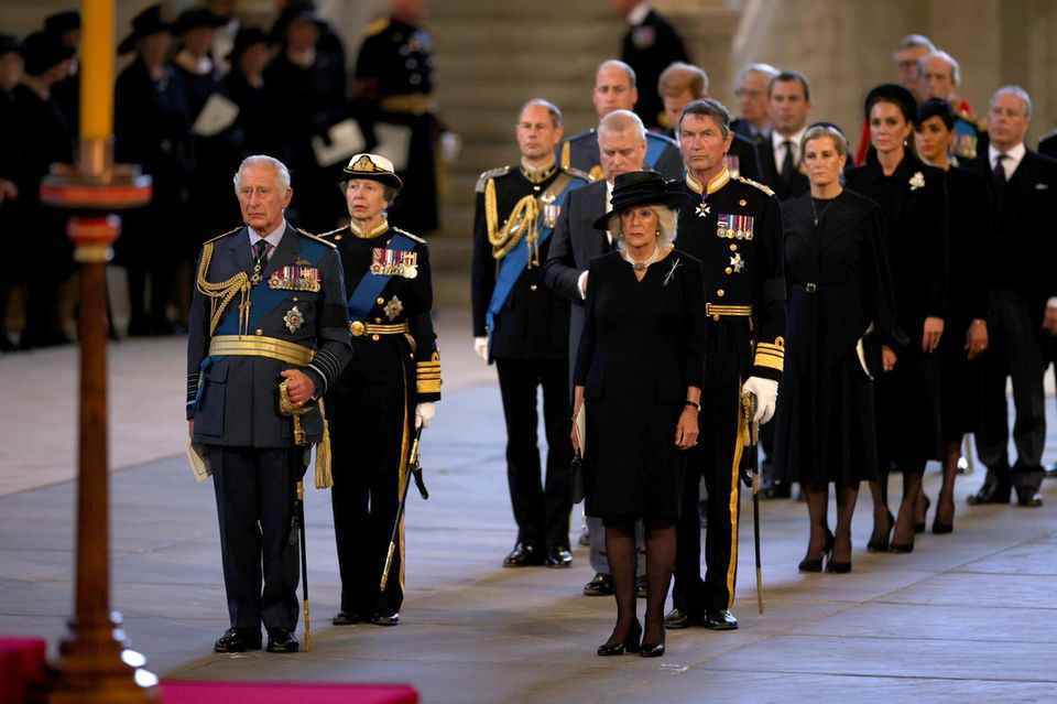 The Royal Family at the 20 minute service in Westminster Hall following the procession