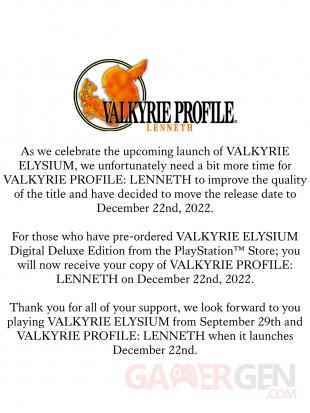 Valkyrie Profile Lenneth release date report