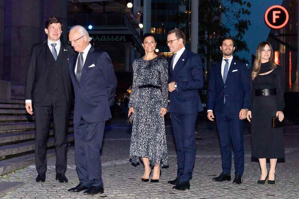 Parliament President Andreas Norlén, King Carl Gustaf, Princess Victoria, Prince Daniel, Prince Carl Philip and Princess Sofia at the concert to mark the opening of Parliament 2022 in the Stockholm Concert Hall