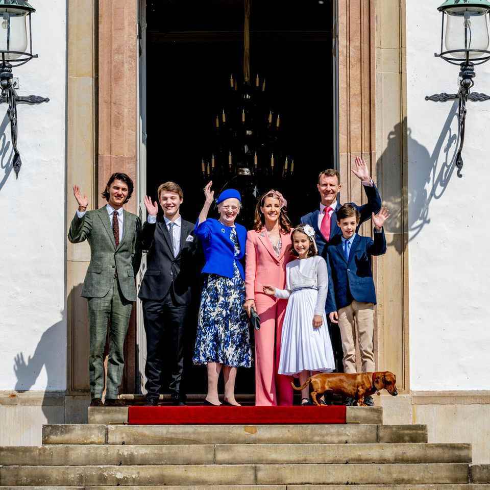 Prince Nikolai, Prince Felix, Queen Margrethe, Princess Marie, Princess Athena, Prince Joachim and Prince Henrik