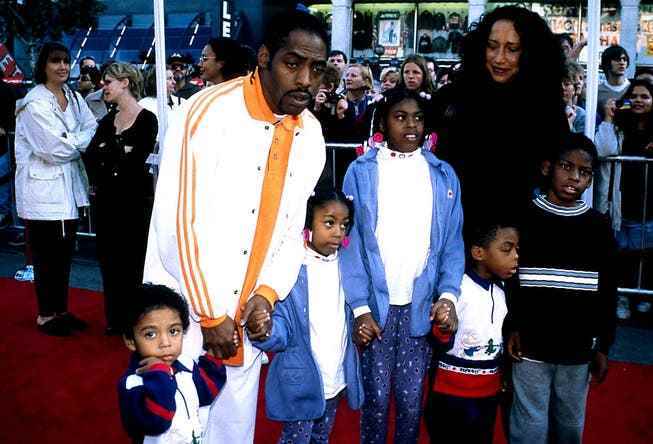 Coolio at a film premiere with his ex-wife Josefa and five of his six children.