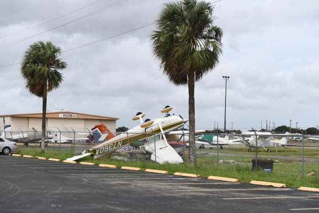 High winds damaged planes at North Perry Airport in Pembroke Pines.