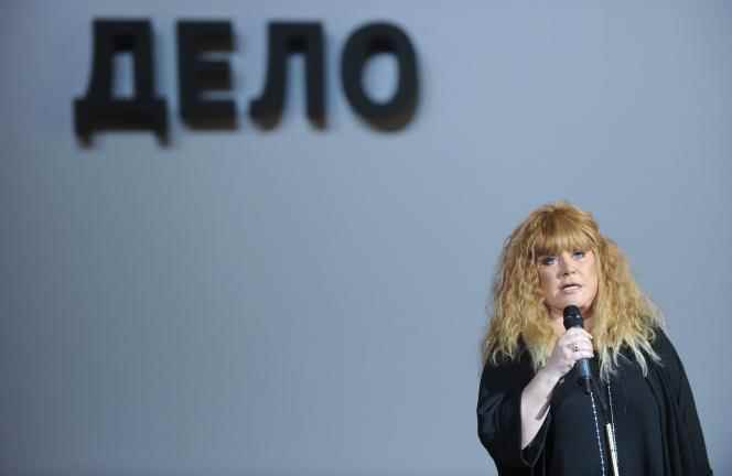 Russian singer Alla Pugacheva at a Pravoe Delo party congress in Moscow on September 15, 2022. 