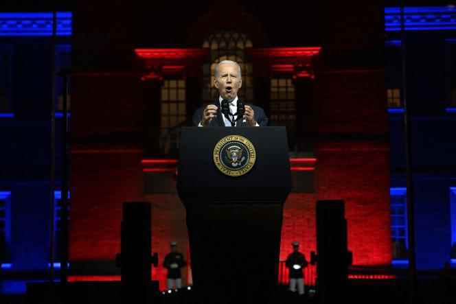 Joe Biden in Philadelphia on September 1, 2022.