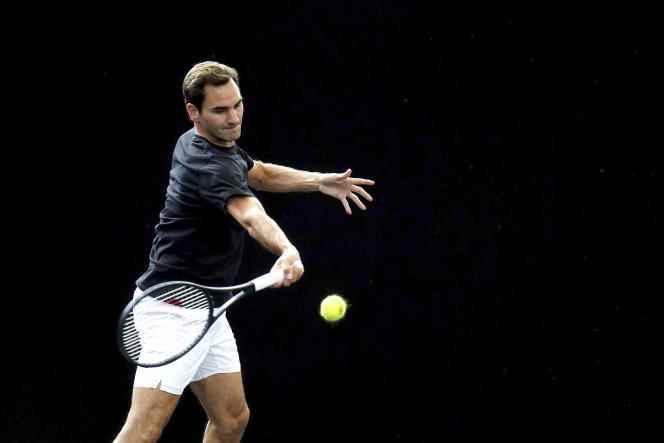 Reger Federer, during a training session, in London, Wednesday September 21, 2022. 