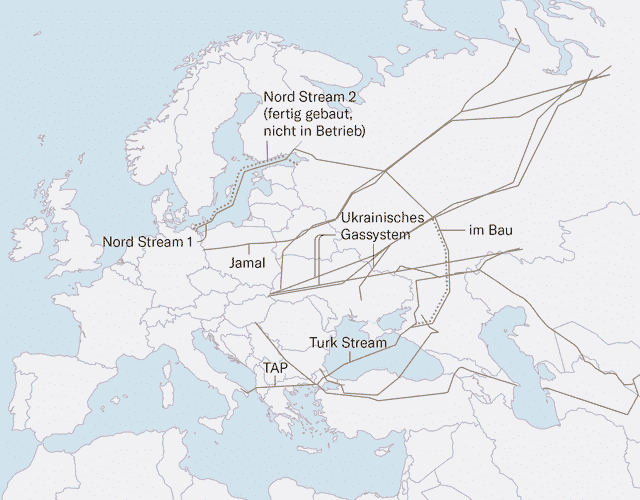 Gas pipelines from Russia and Azerbaijan to Europe