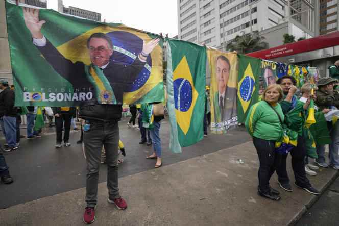 Supporters of Brazilian President Jair Bolsonaro demonstrate during the bicentenary of the country's independence, in Sao Paulo, September 7, 2022.