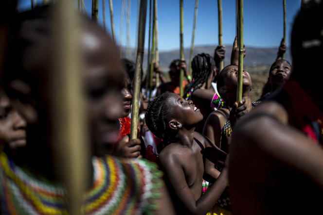 Young girls during the “reed dance”, in Nongoma, South Africa, in September 2014.