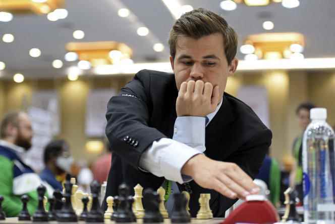 Magnus Carlsen of Norway during a chess tournament in India on August 8, 2022.