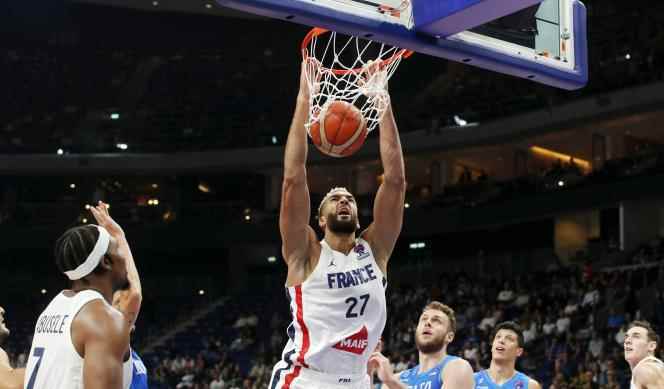 Rudy Gobert during the victory of the Blues against Italy, Wednesday September 14, 2022, in Berlin. 