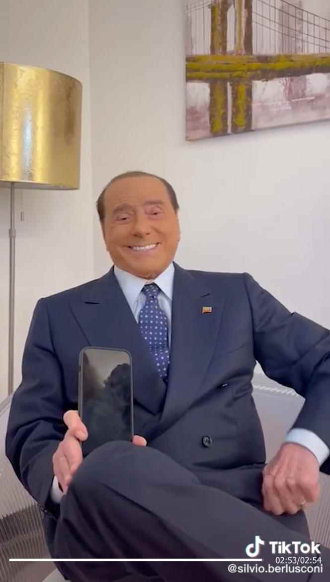 Screengrab from a video of Silvio Berlusconi posted on his TikTok account @silvio.berlusconi on September 1, 2022.