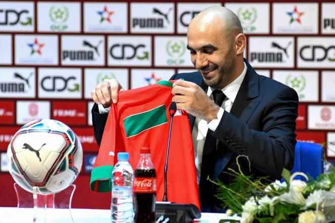 Walid Regragui at the press conference announcing him as the new coach of the Moroccan football team, in Rabat, August 31, 2022.