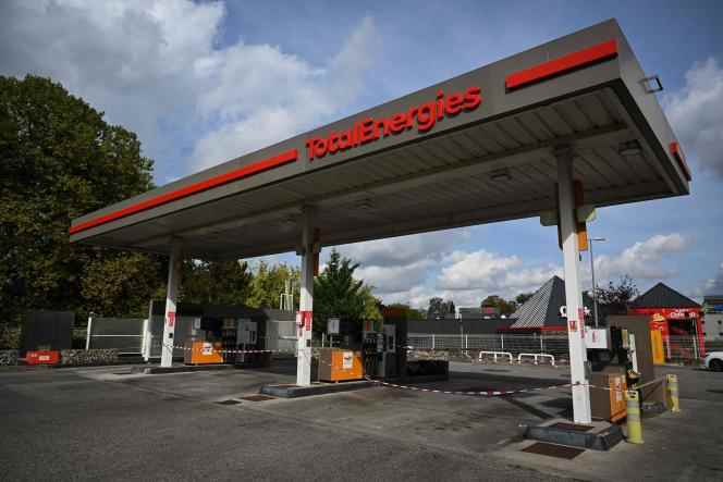 TotalEnergies service station closed in Mulhouse (Haut-Rhin), October 8, 2022.