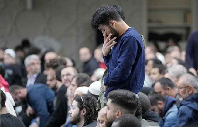 Male believers in the Cologne Central Mosque.