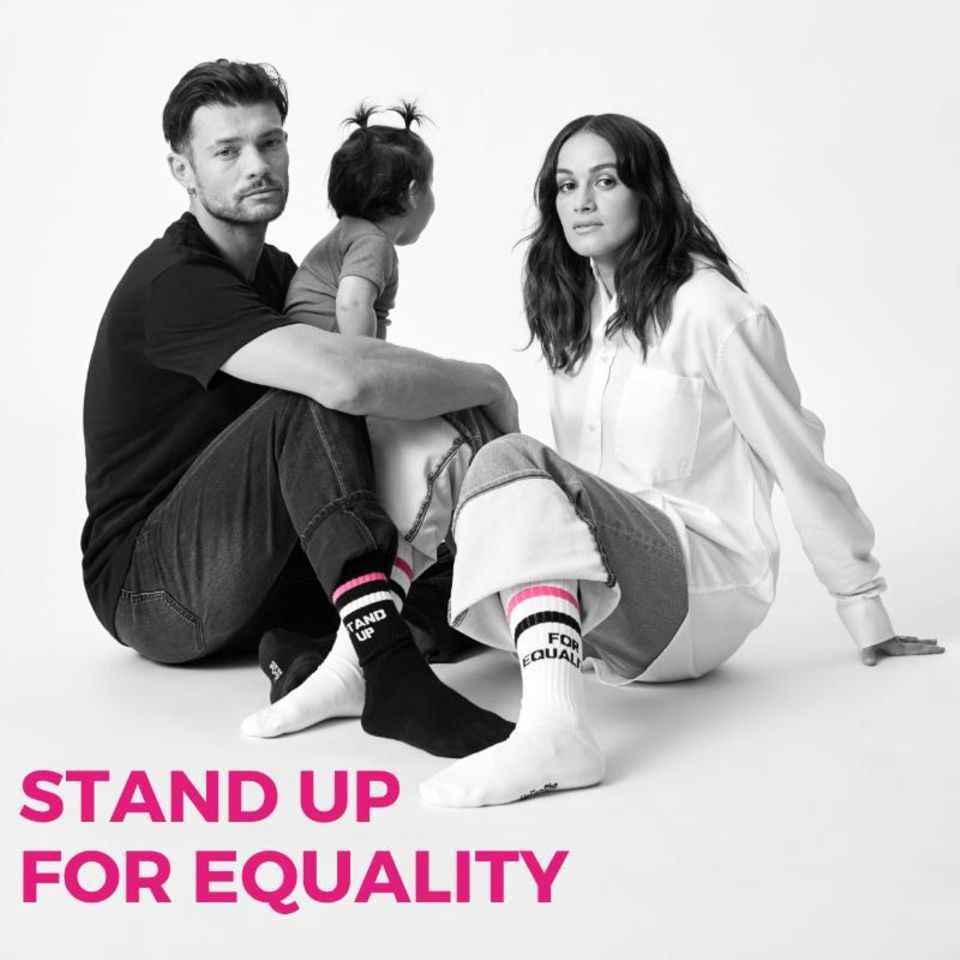the "Stand up for equality"-Socks are available in black and white.