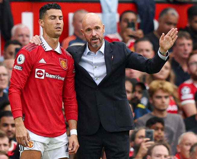 The relationship between Ronaldo and his coach Erik ten Hag seems strained and tense.