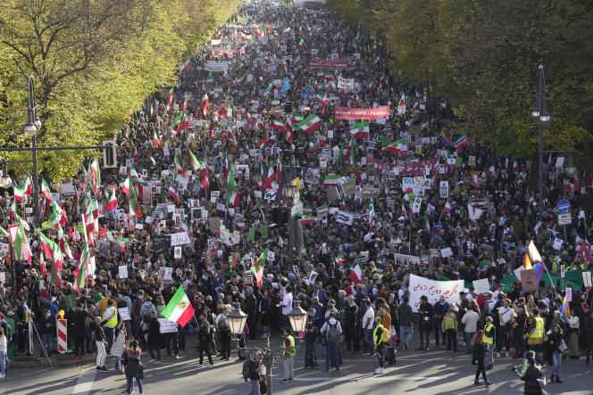 Around 80,000 demonstrators gathered in Berlin on October 22, 2022, in support of the protest movement in Iran.
