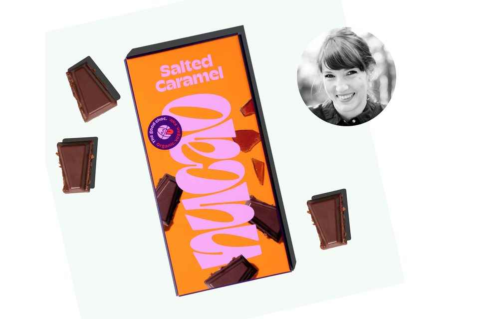 Editor Lisa is in vegan chocolate heaven.  She especially likes the Salted Caramel variety.