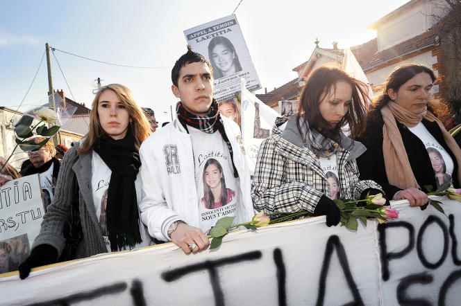During a silent march in tribute to Laetitia Perrais, January 29, 2011.