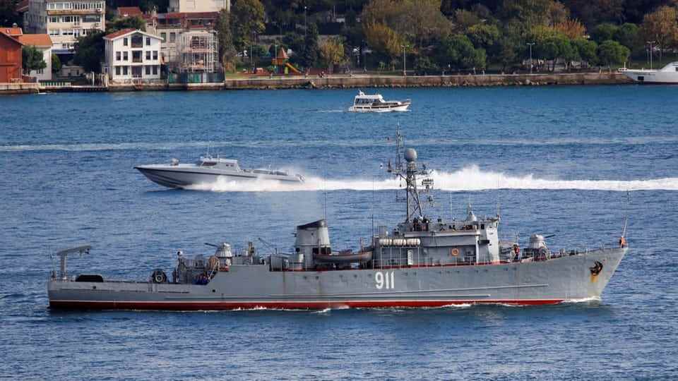 The minesweeper Ivan Golubets is said to have been damaged by Ukrainian drones.