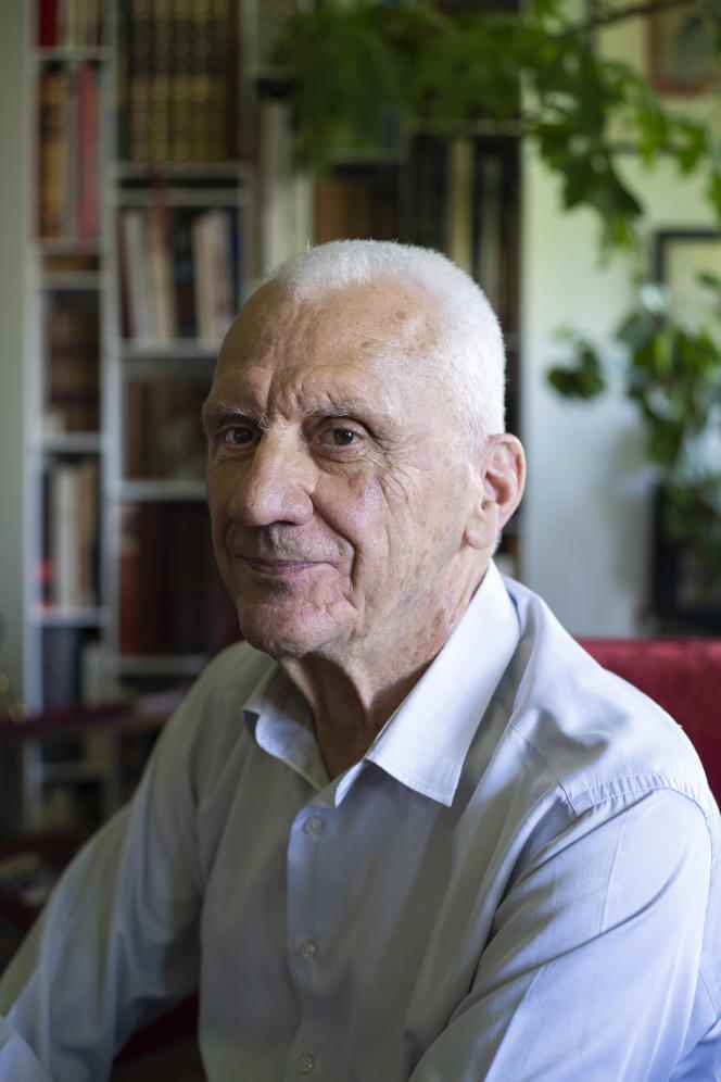 Pierre Bey, 77, retired oncologist, at his home in Nancy on July 6, 2022. 