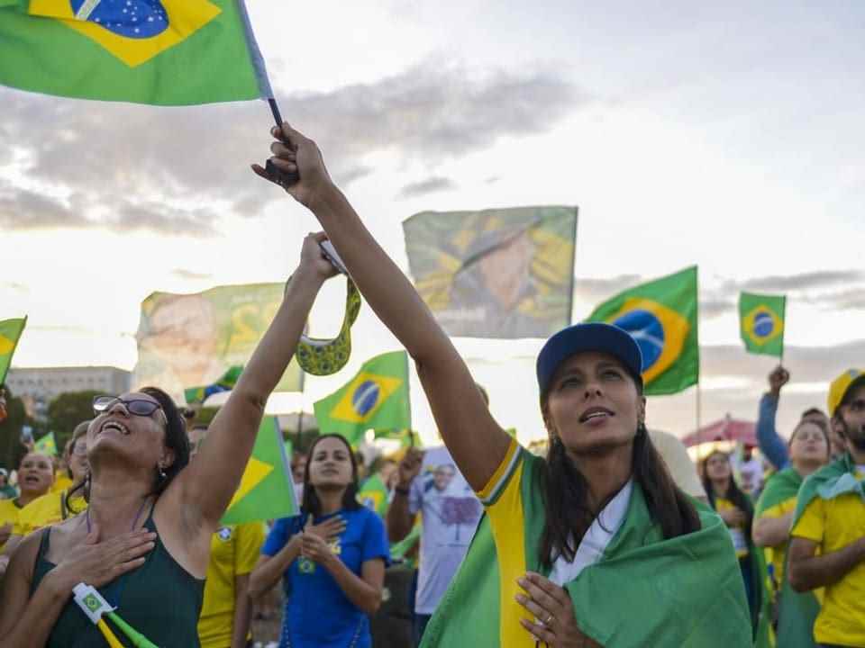 Bolsonaro voters at an election rally