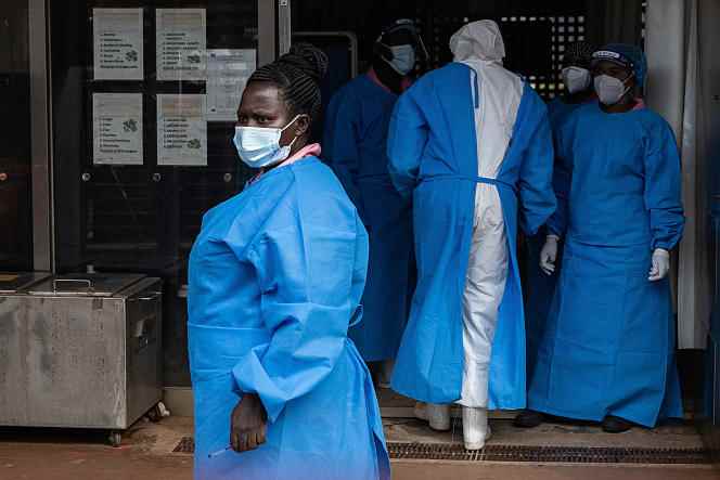 Medical staff at the Ebola treatment unit at Mubende Regional Hospital, Uganda, September 24, 2022.