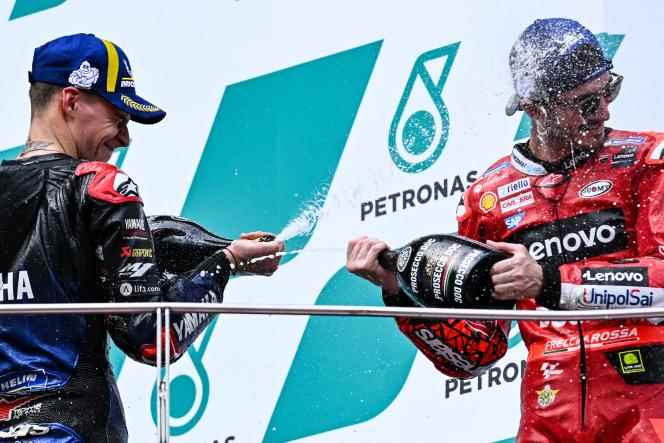 Italian driver Francesco Bagnaia won the Malaysian Grand Prix on Sunday October 23 at Sepang.  Frenchman Fabio Quartararo finished third and can still dream of the title, despite being 23 points behind. 