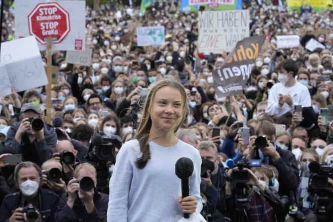 Swedish climate activist Greta Thunberg during the 'Fridays for Future' global climate strike in Berlin, Germany on September 24, 2021.