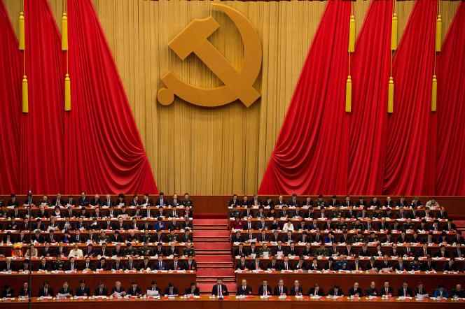 Delegates to the 19th Congress of the Communist Party of China, with President Xi Jinping, center, at the closing of the congress in Beijing on October 24, 2017.