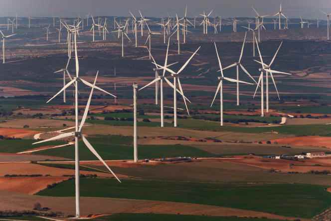 A wind farm in Villar de los Navarros, in the province of Zaragoza, Spain, April 5, 2022. 