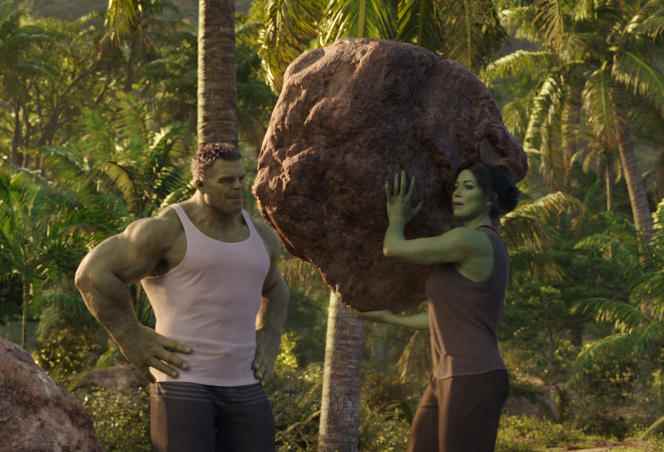 Mark Ruffalo (left) plays Bruce Banner, aka Smart Hulk, and Tatiana Maslany (right) plays Jennifer Walters, aka Miss Hulk, in the Disney+ series.