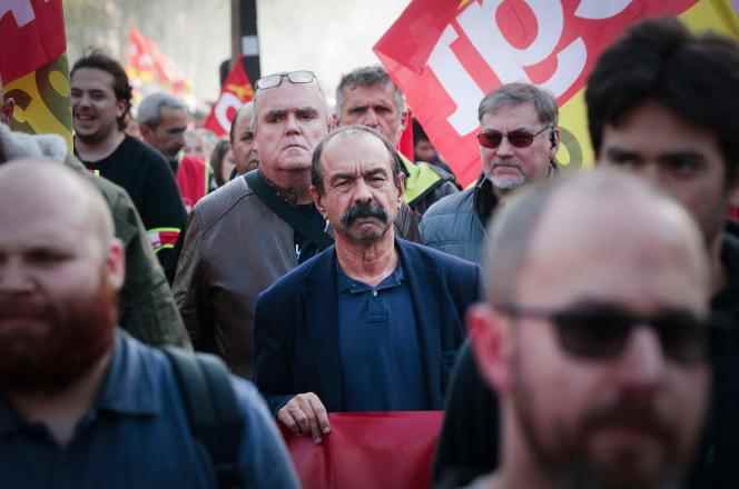 The boss of the CGT, Philippe Martinez, during the demonstration for the increase in wages, in Paris, on October 27, 2022.   