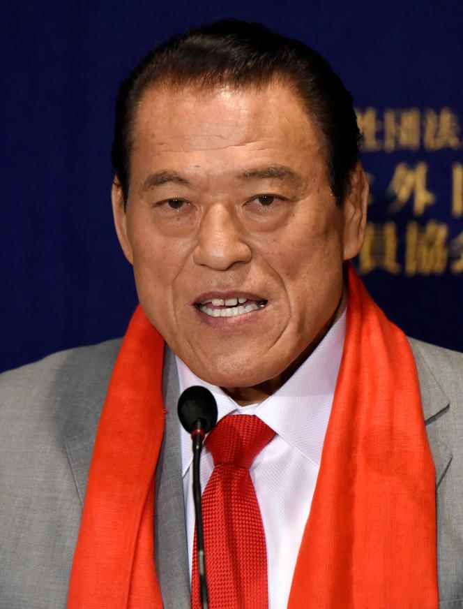 Antonio Inoki at a press conference in Tokyo on September 13, 2017.