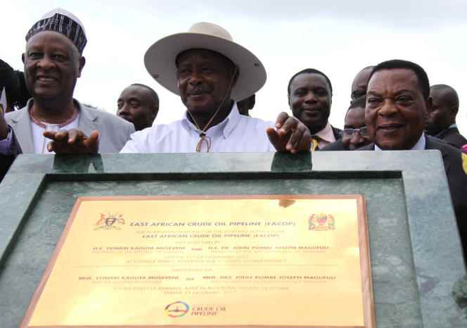 Ugandan President Yoweri Museveni at the ceremony marking the laying of the foundation stone of the East African Crude Oil Pipeline (Eacop) in Kabaale in November 2017.