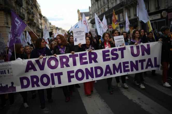 Protesters in Paris on September 28, International Abortion Rights Day.