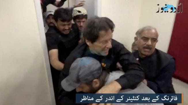 Former Pakistani Prime Minister Imran Khan is brought to safety after his assassination.