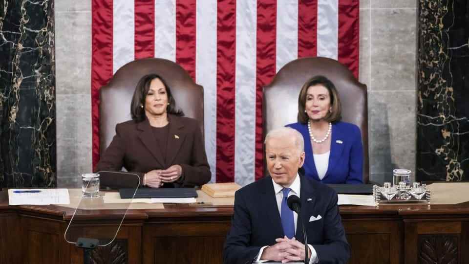 President Joe Biden delivers a State of the Union address before a joint session of Congress in the Capitol.